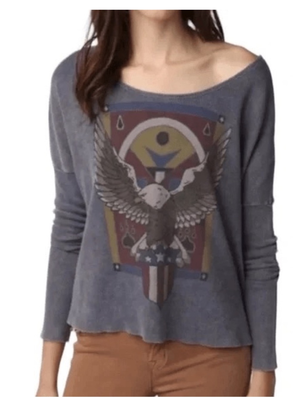 Daydreamer LA Eagle Long Sleeve Textured Top M